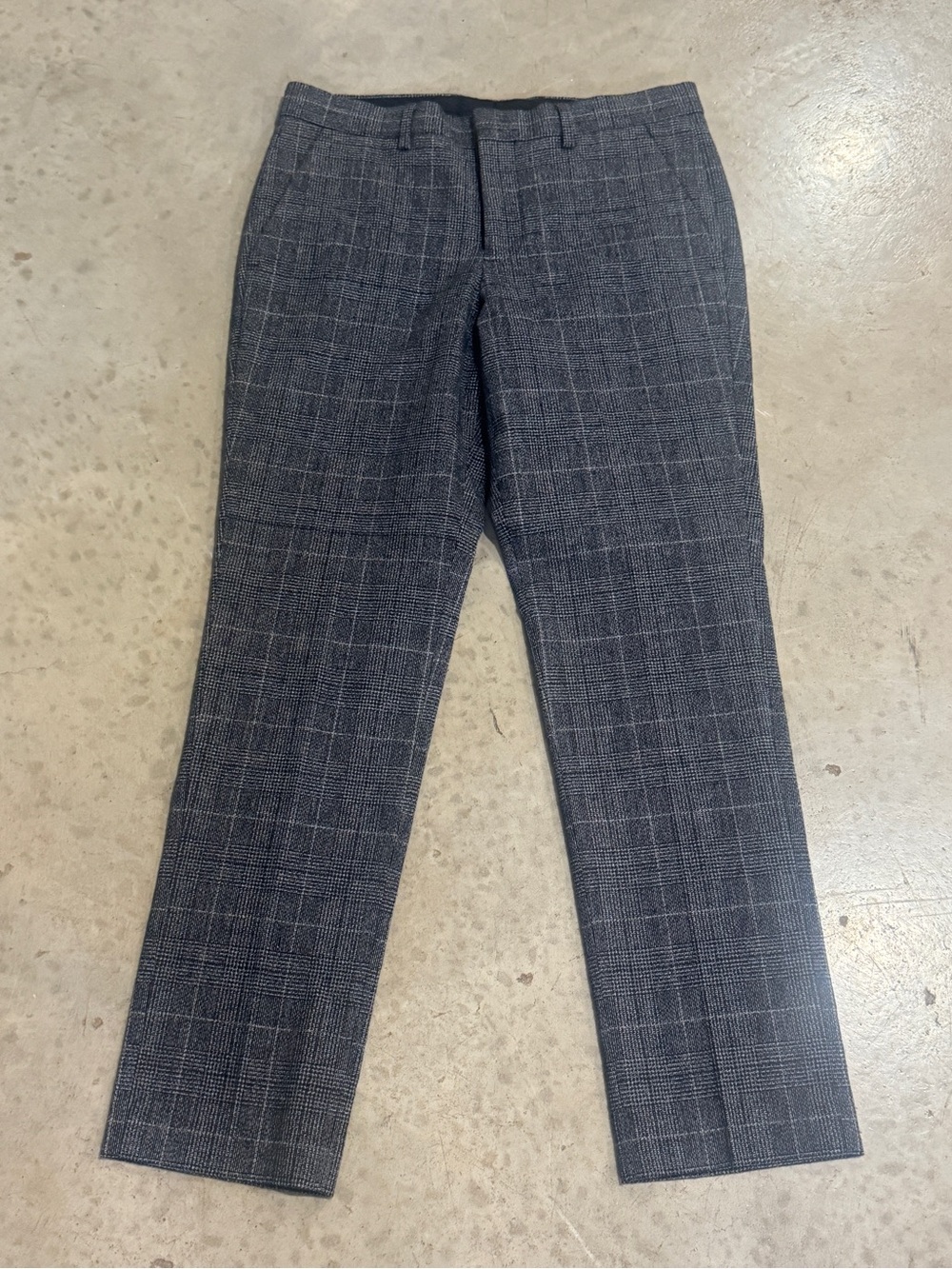 Gray Windowpane Dress Pants